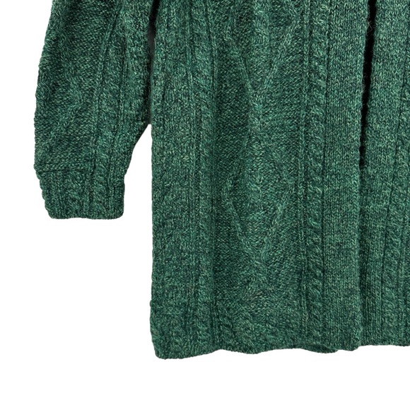 CARRAIG DONN Cardigan Sweater Aran Ireland Wool Cable Knit Button Button Green - Picture 4 of 7